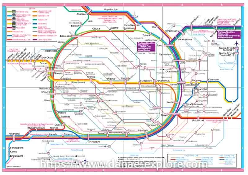 Map of train stations in Tokyo