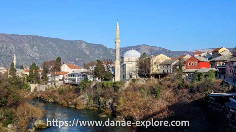 Mostar, as seen from Stari Most - Mostar, view from Stari Most (old bridge)