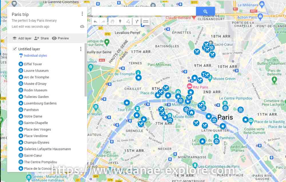 organizando os locais salvos no mapa em categorias e ícones, de acordo com o tipo de local a ser visitado na viagem