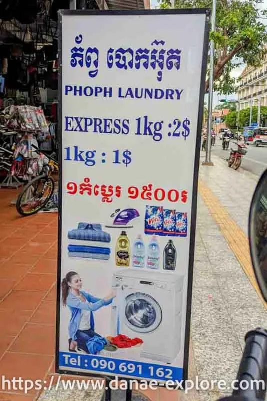 sign with prices in laundry -Siem Reap, Cambodia
