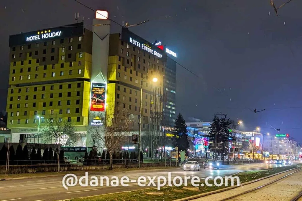 Hotel Holiday, formerly the Holiday Inn Hotel, which served as a base for journalists covering the Bosnian War, in the so-called sniper alley