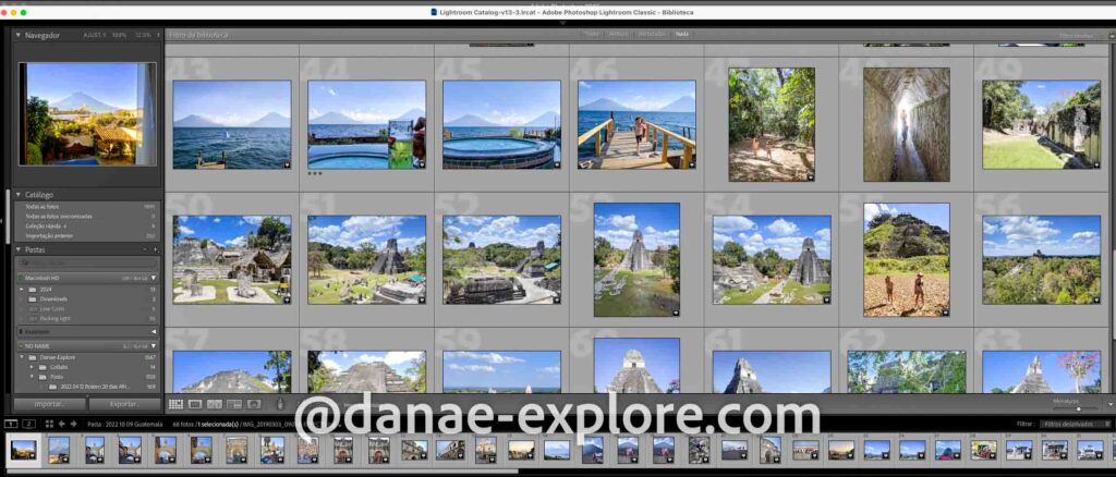 tela do Lightroom Classic, onde edito as fotos de viagem