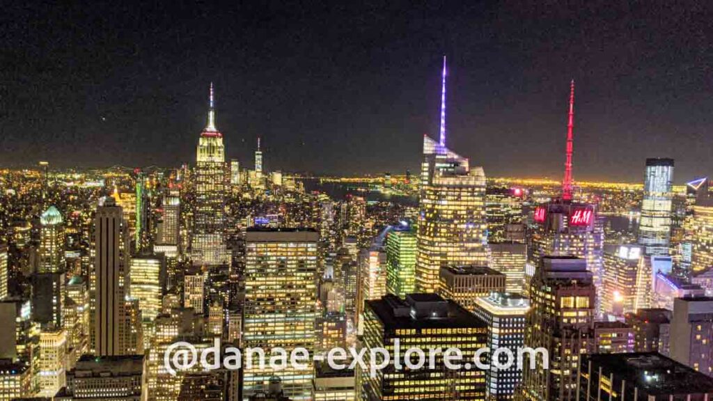 vista noturna de Nova Iorque do deck de observação Top of the Rock, no Rockefeller Center