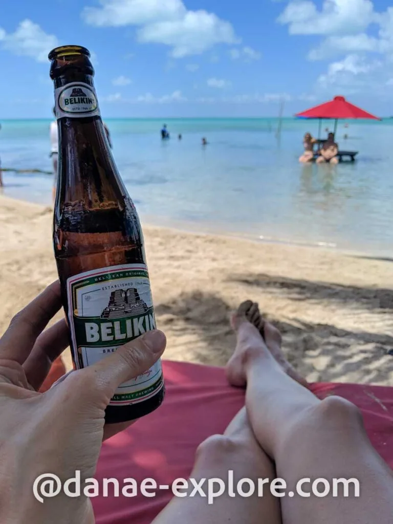 Belizean beer: Belikin, in a photo taken in front of the beach