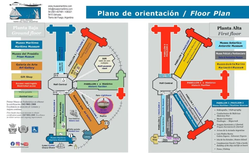 information leaflet with the layout of the Presído Museum in Ushuaia, part of our 4-day itinerary in the city