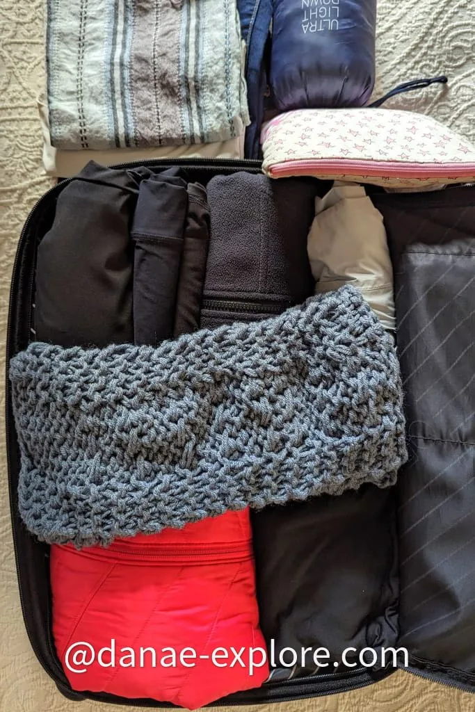 Suitcase with winter clothes