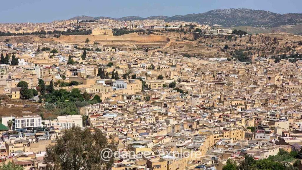 Panoramic view of the Medina of Fez from Fort Borj Nord, part of our ten-day Morocco itinerary
