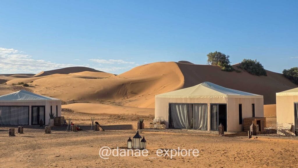 Sophisticated tents in a camp in the Sahara desert, in the Merzouga region